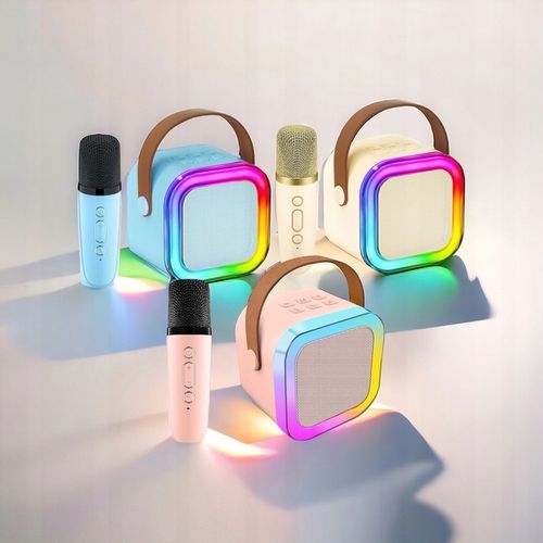 KARAOKE DLA DZIECI PRZENOŚNY GŁOŚNIK BLUETOOTH + 2 MIKROFONY KOLORNIEBIESKI na Arena.pl