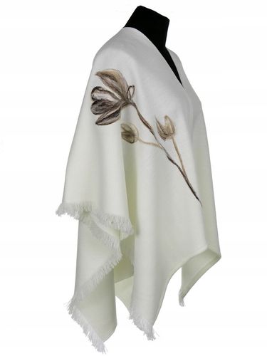 PONCZO CHUSTA Z HAFTEM KREMOWE ECRU R. UNI 42 - 56 na Arena.pl