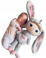 Szaro-różowy Królik Metoo 50 cm - Lalka Metoo z imieniem dziecka