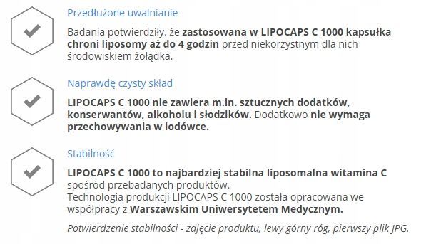 LIPOCAPS C1000 Liposomalna Witamina C 120 kapsułek zdjęcie 3