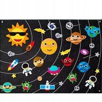 Edukacyjna Mata Filcowa Montessori Układ Słoneczny Kosmos Tablica na Rzepy