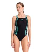 ARENA STROJE PŁYWACKIE WOMEN'S SWIM PRO BACK GRAPHIC BLACK WATER