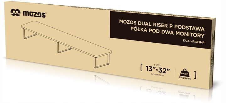 Stolik podstawka półka pod dwa monitory MOZOS DUAL RISER P BRĄZOWA zdjęcie 8