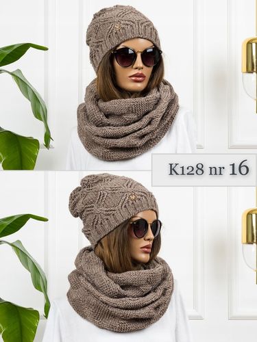 KOMPLET damski CZAPKA + KOMIN ciepły zimowy szal POLSKI z wełną KOLORY na Arena.pl