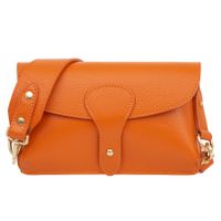VERA PELLE torebka damska skórzana listonoszka z paskiem V725 pomarańczowa