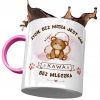 Kubek Różowy Z Misiem Miś Słodki Na Prezent Z Nadrukiem Ze Zdjęciem