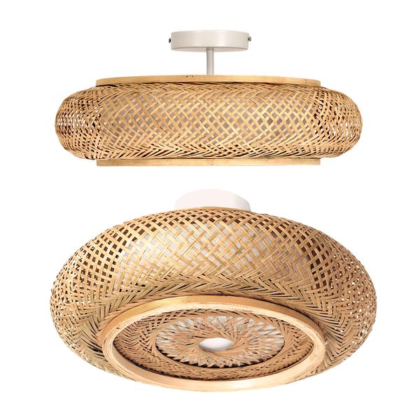 Lampa sufitowa BULI S Plafon Bambusowa pleciona E27 40cm Okrągła 3xE27 zdjęcie 1