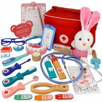 DUŻY DREWNIAMY ZESTAW LEKARSKI XXL MAŁY LEKARZ DOKTOR DENTYSTA STOMATOLOG