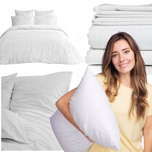 POŚCIEL HOTELOWA 160x200 cm BIAŁA BAWEŁNA 140 gr + POSZEWKA 70x80 cm na Arena.pl