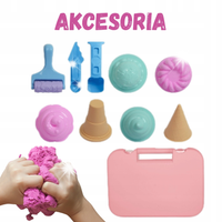 Zestaw Piasek Kinetyczny Lody w Walizce 1kg Akcesoria WOOPIE Montessori