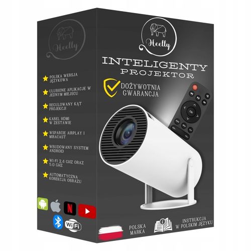 PROJEKTOR RZUTNIK ANDROID TV WIFI MINI 4K PRZENOŚNY SMART GŁOŚNIK OBROTOWY na Arena.pl