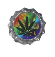 Srebrny Grinder Młynek do Suszu Tytoniu Psychedelic flames na Tęczowym Tle