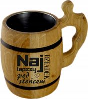 duży dębowy KUFEL do piwa z GRAWEREM napisem PREZENT NA DZIEŃ DZIADKA