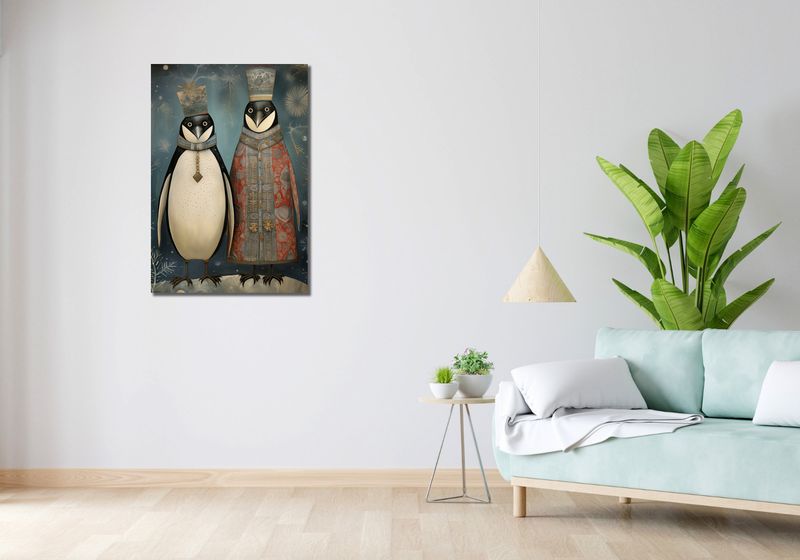 Obraz 60x90cm Królewskie Pingwiny zdjęcie 2