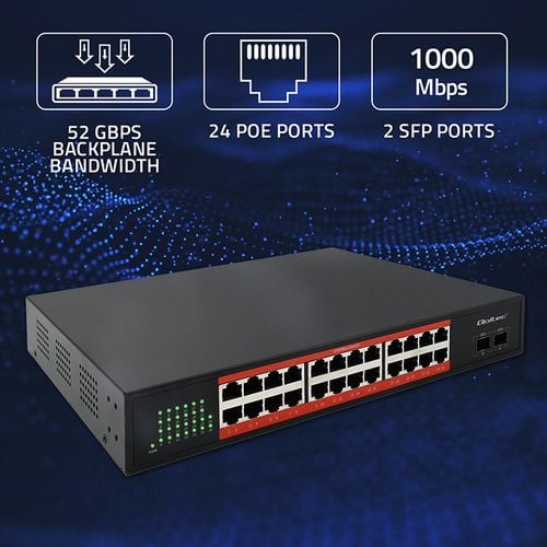 Qoltec SWITCH Gigabit Ethernet PoE 24xRJ45 1000Mb/s na Arena.pl