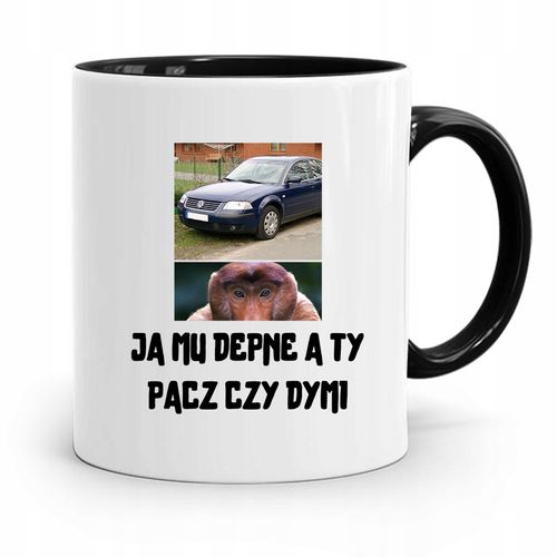 Kubek Czarny Nosacz Janusz Ja Mu Depne Prezent Z Nadrukiem Ze Zdjęciem na Arena.pl