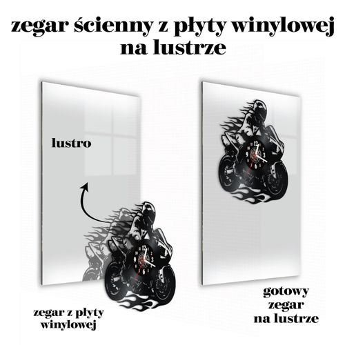 Zegar Ścienny z płyty winylowej na lustrze MOTORYZACJA 35 wzorów 29x59 cm na Arena.pl