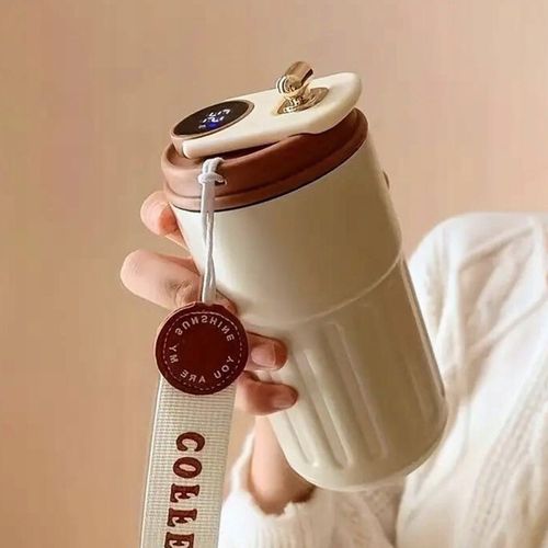 KUBEK TERMICZNY TERMOS BIDON NA KAWĘ HERBATĘ Z USTNIKIEM WYŚWIETLACZ 450ML na Arena.pl