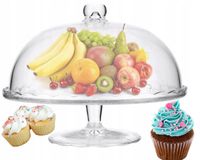 PATERA SZKLANA Z POKRYWĄ NA CIASTO STOJAK NA TORT 29cm NA PREZENT