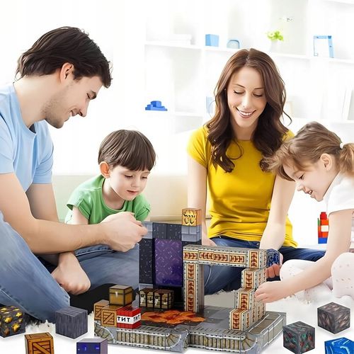 KLOCKI MAGNETYCZNE KLOCKI SZEŚCIANY 200 KLOCKÓW + 4 LUDZIKI KLOCKI PIKSELE na Arena.pl