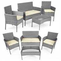 Komplet mebli ogrodowych z technorattanu ławka stolik krzesła szary MultiGa