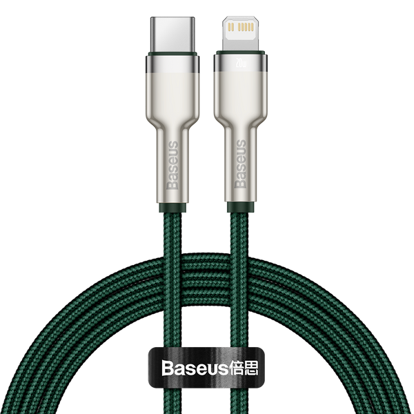 Kabel USB-C do Lightning Baseus Cafule, PD, 20W, 1m (zielony) zdjęcie 1