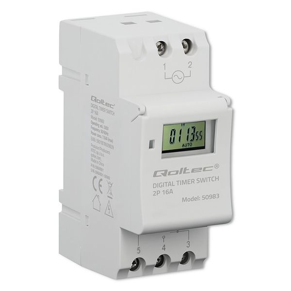 Qoltec TIMER DIN 16A, 16 programów, bateria wbudowana zdjęcie 2