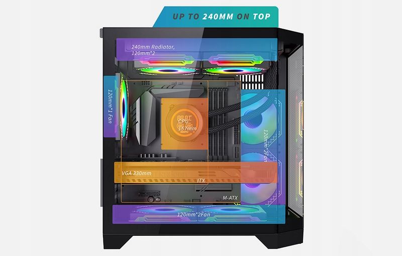 Obudowa DarkFlash FT350 + 5 fans ARGB zdjęcie 5