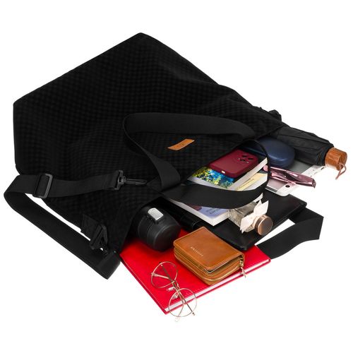 duża torba damska w czarnym kolorze z kieszonką zewnętrzną na suwak na Arena.pl