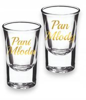 Kieliszki oszukane GRUBE DNO do wódki wesele ślub Pani Młoda Pan Młody