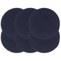 Maty na stół, 6 szt., gładkie, granatowe, 38 cm, okrągłe