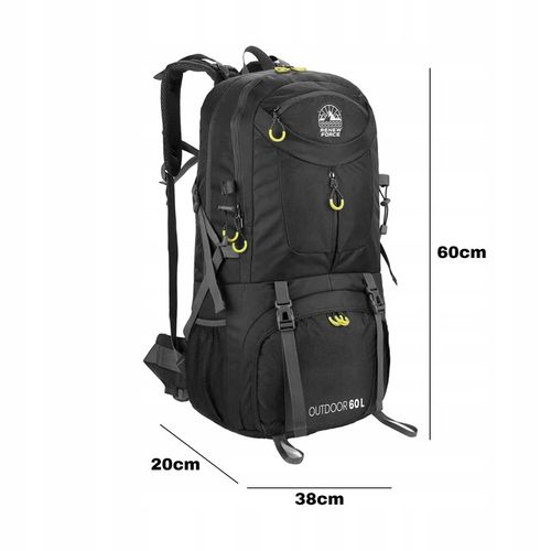 PLECAK TURYSTYCZNY TREKKINGOWY 60L GÓRSKI W GÓRY MĘSKI DAMSKI MOCNY CZARNY na Arena.pl