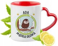 Kubek Czerwony Z Uszkiem W Kształcie Serca Dla Ady Na Prezent
