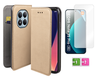 Etui z klapką do XIAOMI REDMI NOTE 15 PRO 5G magnet złoty + szkło na ekran