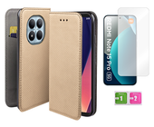 Etui z klapką do XIAOMI REDMI NOTE 15 PRO 5G magnet złoty + szkło na ekran