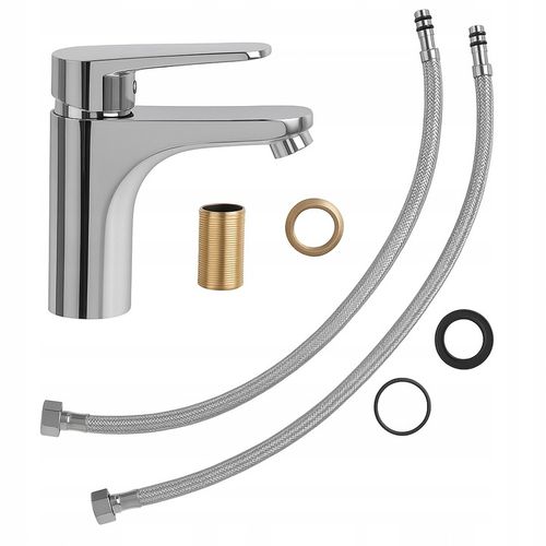 Bateria umywalkowa stojąca srebrna łazienkowa kran do umywalki chrom YOKA na Arena.pl