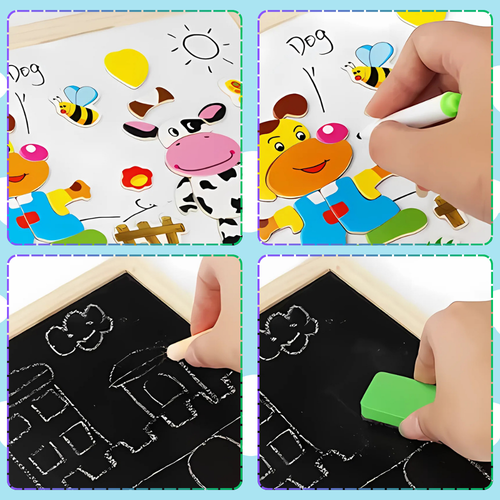 tablica magnetyczna suchościeralna kredowa farma dla dzieci pudełko j na Arena.pl