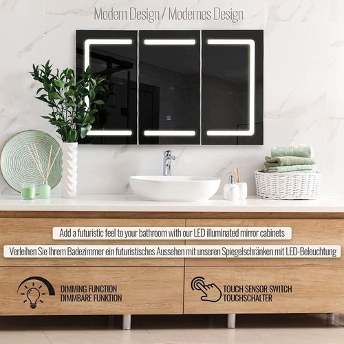 MIADOMODO Szafka z lustrem z oświetleniem LED, 100 x 60 cm na Arena.pl