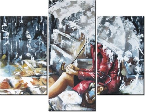 70 90CM OBRAZ 3 ELEM DESZCZOWA DZIEWCZYNA ŚCIENNY PŁÓTNO na Arena.pl