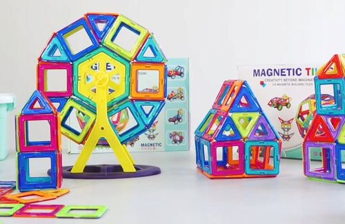 KLOCKI MAGNETYCZNE 3D koło młyńskie pojazdy ZESTAW Magnetic Tiles 72 el. na Arena.pl