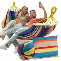 KOLOROWY HAMAK OGRODOWY BRAZYLIJSKI XXL 2 OSOBOWY DUŻA WYTRZYMAŁA HUŚTAWKA