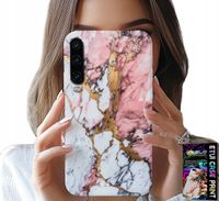 ETUI DO HUAWEI P30 - RÓŻOWO BIAŁY MARMUREK, KAMIENNE WZORY