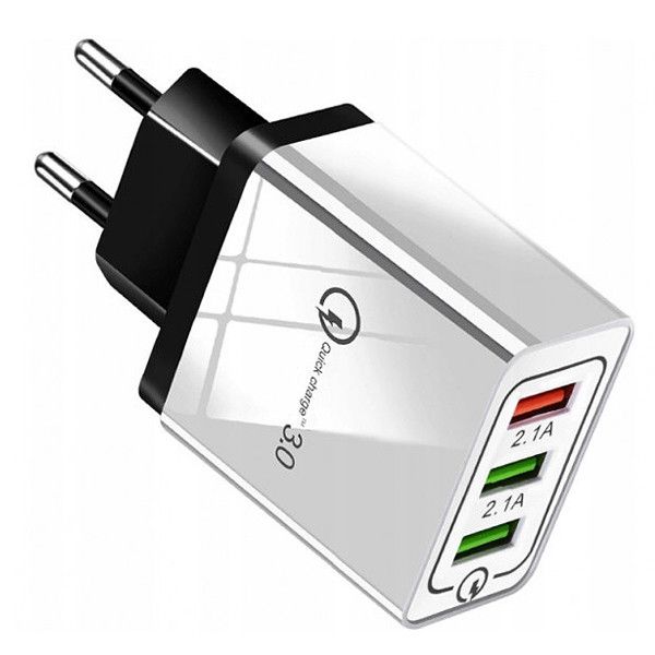 Ładowarka sieciowa 2A 3xUSB 18W QuickCharge Biała zdjęcie 1