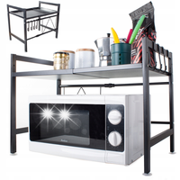 PÓŁKA KUCHENNA STOJAK POD MIKROFALÓWKĘ ORGANIZER CZARNY 2poziomy REGAŁ LOFT