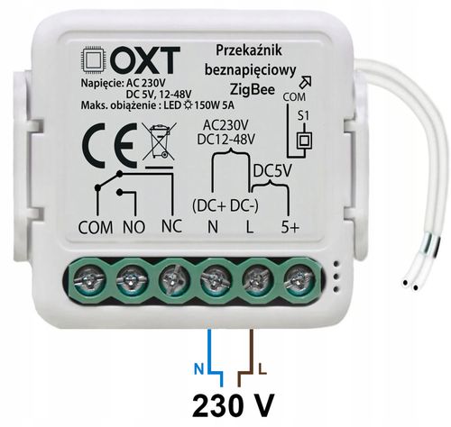 OXT Mini Przekaźnik Beznapięciowy AC 230V DC 5V 12-48V ZigBee TUYA Smart na Arena.pl