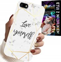 ETUI DO HUAWEI Y5 2018 - BIAŁY MARMUREK W ZŁOTE RAMKI LOVE YOU