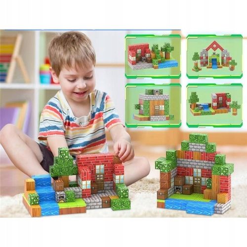 MAGNETYCZNE BLOKI MINECRAFT 200 + 10 LOSOWYCH LALEK na Arena.pl