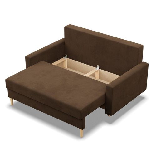 Sofa rozkładana, MILO, Mikrofaza, 152x92x92 cm, brązowy | TYLETEGOTU na Arena.pl