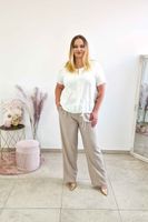 Bluzka Damska z Wiązaniem Krótki Rękaw Biała 46