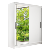 Szafa przesuwna Westa VI z lustrem 150cm - pojemna garderoba - BIAŁA